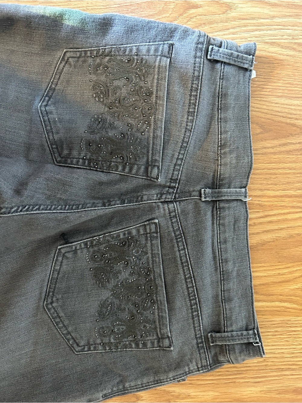 Gray Denim Jeans with gemstones